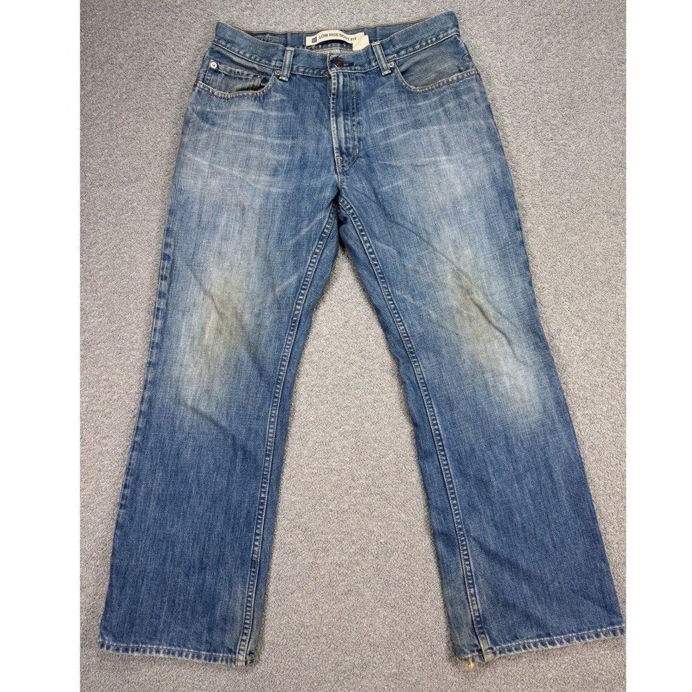 GAP Jeans Men's 30x29 Blue Denim Medium Wash Low Rise Boot Fit Whiskered Y2K